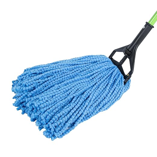 Restaurantware-MOP HEAD ONLY: Clean Tek Professional 24 Ounce Wet Mop Head, 1 Cut End Refill - Handle Sold Separately, 1.25 Inch Headband, Microfiber Blue Replacement, Reusable