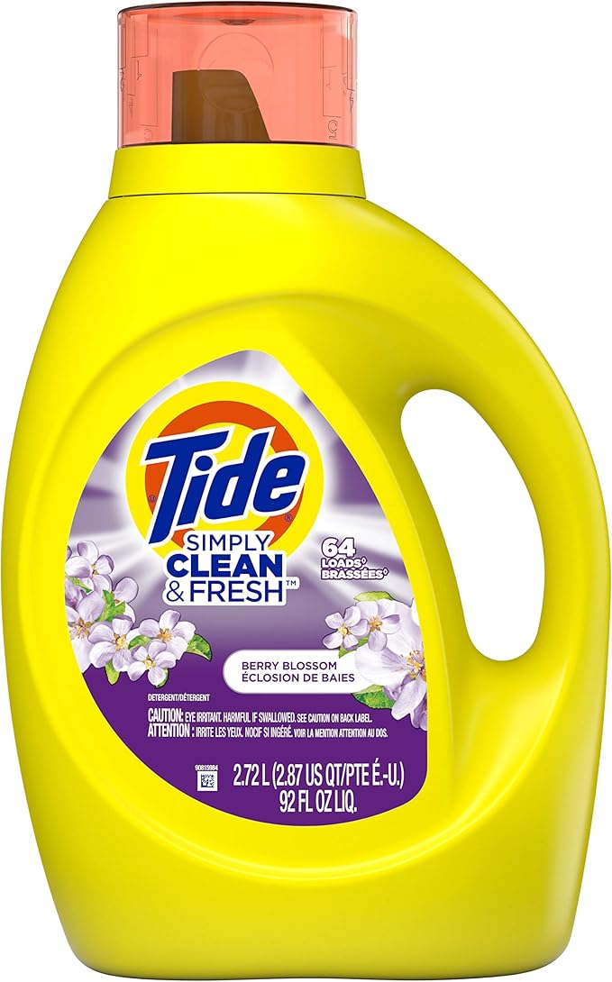 Tide Simply Clean & Fresh Liquid Laundry Detergent, Berry Blossom, 64 Loads 92 Fl Oz