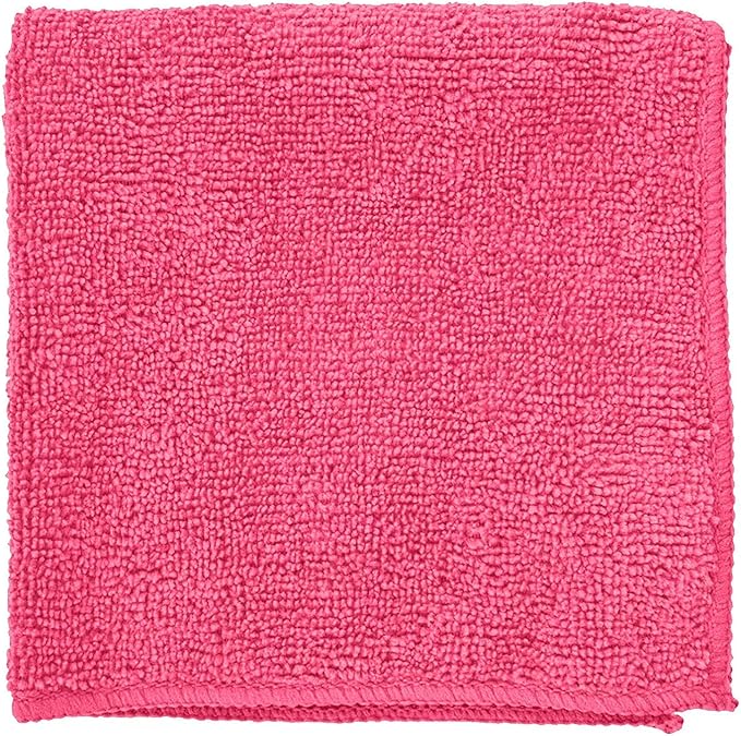 Clara Clark Soft Microfiber Cleaning Cloth Set of 12-12 x 12 inches, Medium, Pink