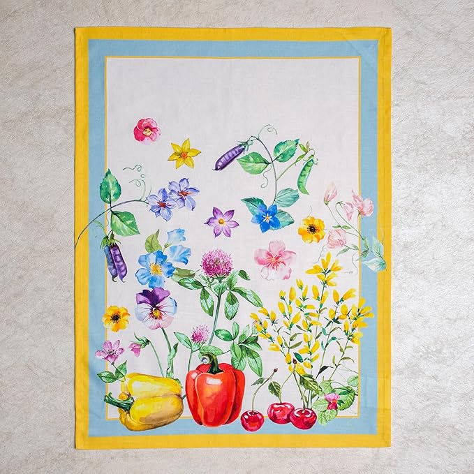 Maison d' Hermine Kitchen Towels Set of 3 100% Cotton 27.50" x 20" Reusable Cloth Tea Dish Towels Absorbent with Hanging Loop for Kitchen Farmhouse Hotel Spring Summer - Giverny
