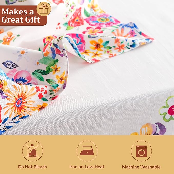 Maison d' Hermine 100% Cotton Cloth Napkins Set of 4 Everyday Reusable Square Napkins Cloth Washable Dinner Party Wedding Restaurant Hotel Kitchen Spring Summer(Happy Florals - High Summer, 20" x 20")