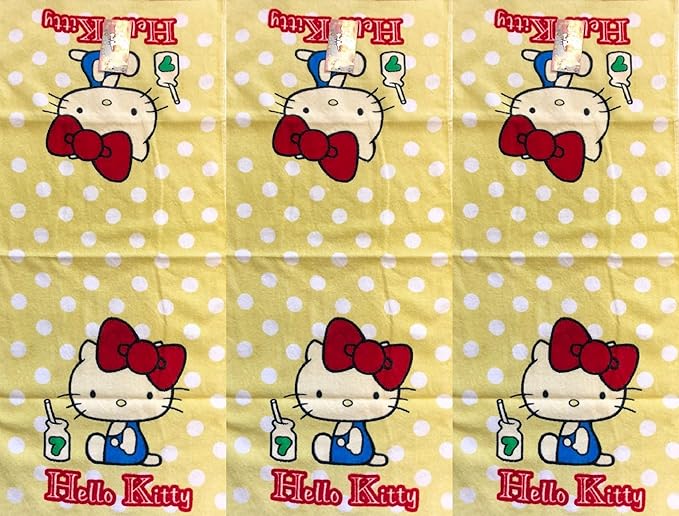 Royal Girls Hello Kitty Terry Bath Towel, 15X30 3Pack (Pink/White)