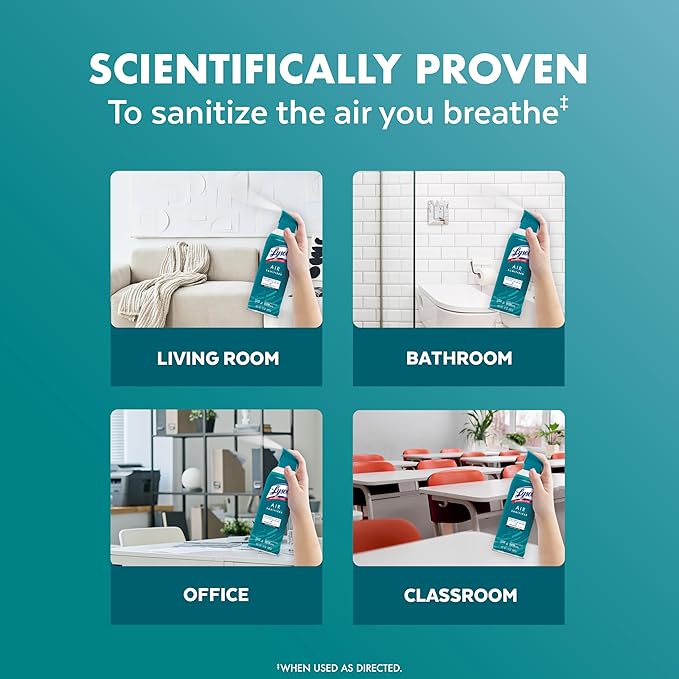 Lysol Air Sanitizer Spray with Bacterial Odor Eliminator for Home & Office, Sanitizing Air Spray, Air Freshener Alternative, Simple Fresh Scent,10 oz (Pack of 3)