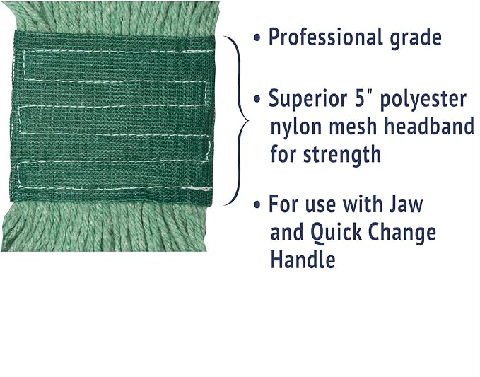Boardwalk Super Loop Wet Mop Head, Cotton/Synthetic Fiber, 5" Headband, Medium Size, Green, 12/Carton