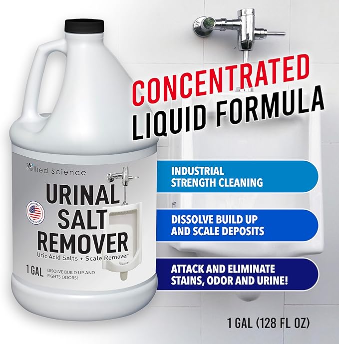 Allied Science Urinal Salt Remover - Uric Acid Salts Scale Remover Unclogs Urinals and Removes Uric Acid Odors - 1 Gallon / 128 fl oz
