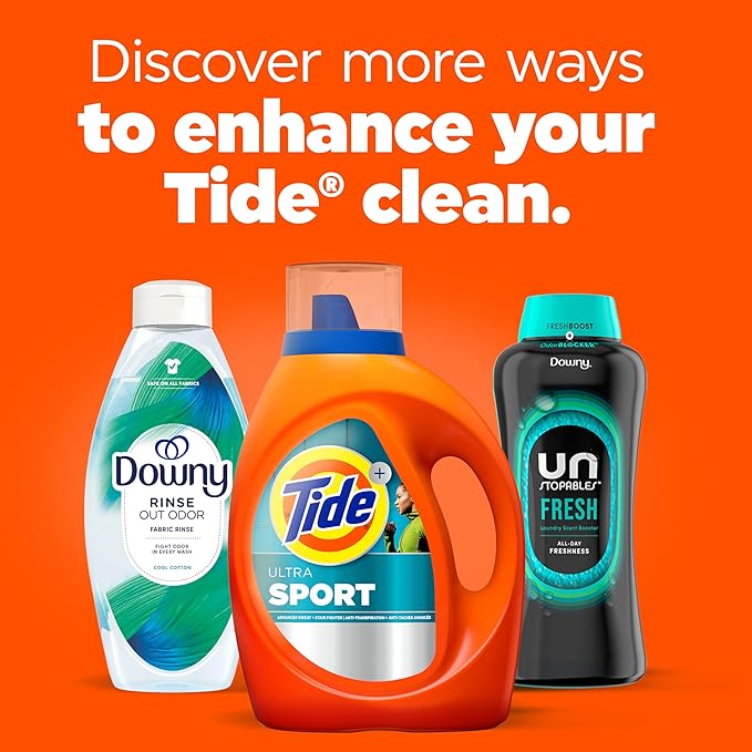 Tide Ultra Sport Liquid Laundry Detergent, 92 fl oz, 65 Loads, Laundry Detergent Liquid with Advanced Sweat plus Stain Fighters