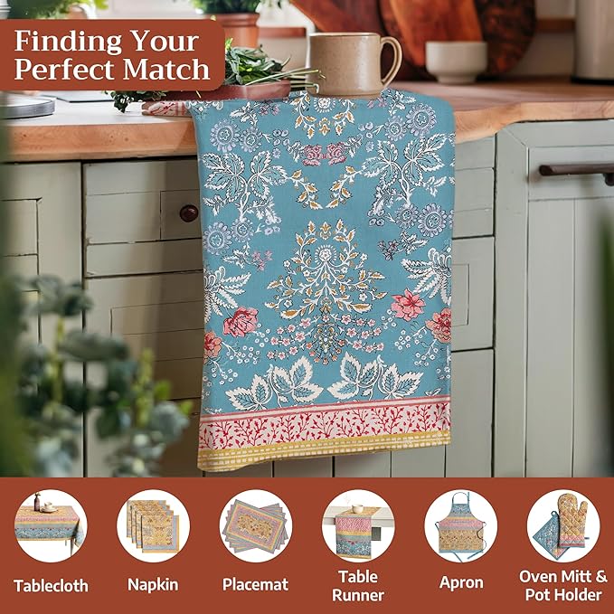 Maison d' Hermine Kitchen Towels Set of 3 100% Cotton 27.50" x 20" Reusable Cloth Tea Dish Towels Absorbent with Hanging Loop for Kitchen Farmhouse Hotel Spring Summer - Marquise