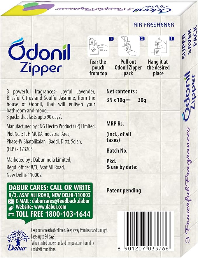 Odonil Air Freshener Zipper, 10g (Pack of 3)