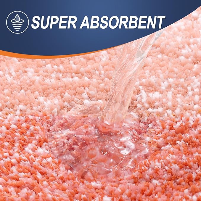 OLANLY Luxury Toilet Rugs U-Shaped 24x20, Extra Soft and Absorbent Microfiber Bathroom Rugs, Non-Slip Plush Shaggy Bath Mat, Machine Wash Dry, Contour Bathroom Mats for Toilet Base, Coral