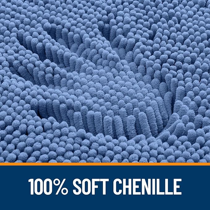 OLANLY Toilet Rugs U-Shaped 24x20, Extra Soft Absorbent Chenille Contour Bathroom Rugs for Toilet, Dry Quickly, Machine Washable, Non-Slip Bath Mat, Cornflower Blue