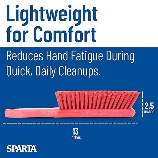 SPARTA 8 Inch Soft Counter Brush with Polyester Bristles and 5 Inch Handle, Color Coded Handheld Broom for Tables Countertops and Foodservice Surfaces, 13 Inch Overall Length, Red, Pack of 6