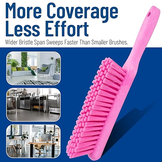 SPARTA 8 Inch Soft Counter Brush with Polyester Bristles and 5 Inch Handle, Color Coded Handheld Broom for Tables Countertops and Foodservice Surfaces, 13 Inch Overall Length, Pink