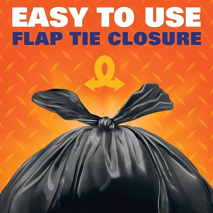 Hefty Easy Flaps Multipurpose Large Trash Bags, 30 Gallon, 40 Count (Pack of 6)