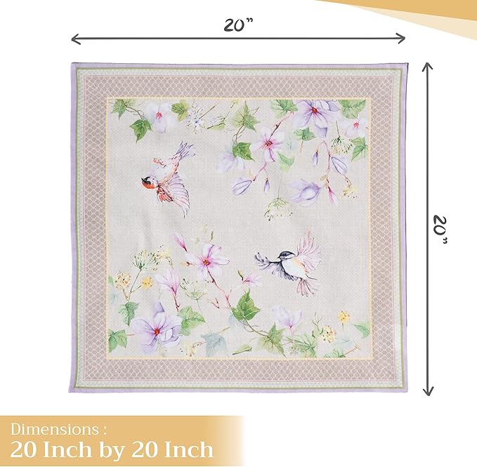 Maison d' Hermine 100% Cotton Cloth Napkins Set of 4 Everyday Reusable Square Napkins Cloth Washable Dinner Party Wedding Restaurant Hotel Kitchen Spring Summer (Magnolia Mornings, 20" x 20")