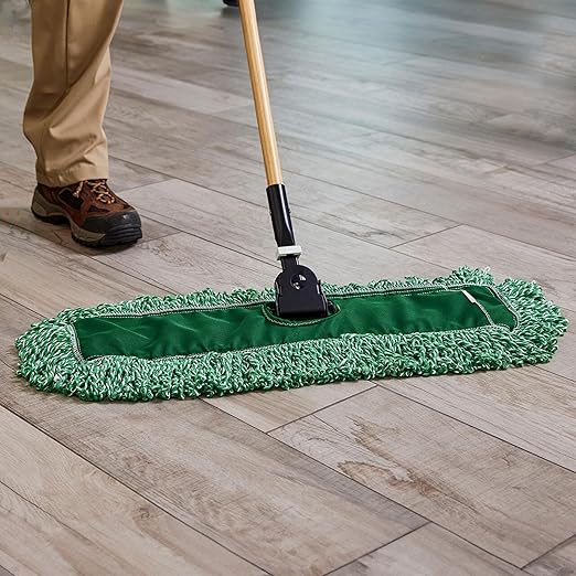 Rubbermaid Commercial Products Microfiber Blend Looped-End-Dust Mop, 36-Inch, Green, Heavy Duty Head Replacement for Floor Cleaning Office/School/Stadium/Lobby/Restaurant