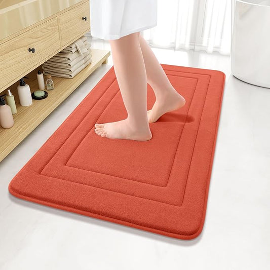 Arotive Memory Foam Bathroom Rug Mat 36x24, Ultra Soft and Absorbent Bath Mat, Machine Wash Dry, Comfortable Bath Rug Carpet for Bathroom Floor, Tub and Shower, Coral
