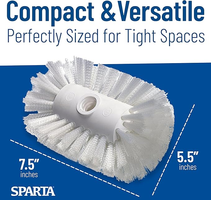 SPARTA Spectrum 7.5" Tank and Kettle Brush Head with Flared Nylon Bristles, 5.5" Diameter, 3/4-5 ACME Compatible, Commercial Cleaning Head Only, 7.5 Inches, White (Pack of 12)