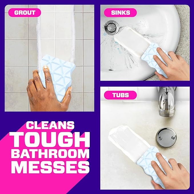 Mr. Clean Magic Eraser Sponge, Bathroom, Shower, Tub Cleaner, Soap Scum Remover, Bathroom Cleaning Supplies, Dawn Cleaning Power with Lemon Scent, Shower & Tub, 8ct (Pack of 4)
