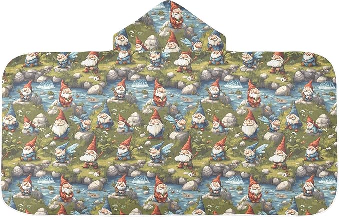 Beach Towel Kids Cartoon Cute Gnomes A River Beach Towel for Kids Absorbent Kids Bath Towels with Hood