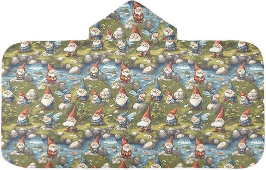 Beach Towel Kids Cartoon Cute Gnomes A River Beach Towel for Kids Absorbent Kids Bath Towels with Hood