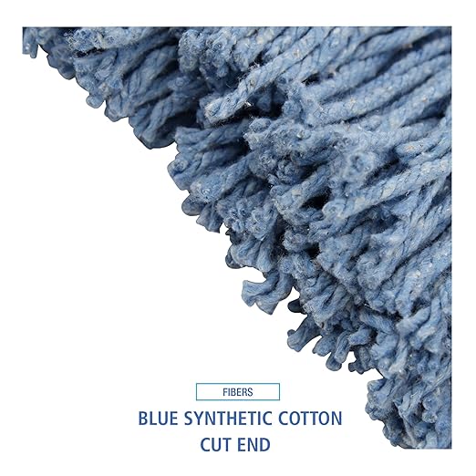 Boardwalk BWK2016B #16 Cut-End Standard Head Cotton/Synthetic Fiber Mop Head - Blue (12/Carton)