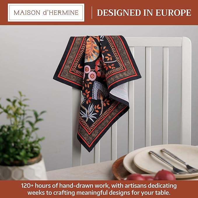 Maison d' Hermine 100% Cotton Cloth Napkins Set of 4 Everyday Reusable Square Napkins Cloth Washable Dinner Party Wedding Restaurant Hotel Kitchen Spring Summer (Jacobean Florals, 18" x 18")