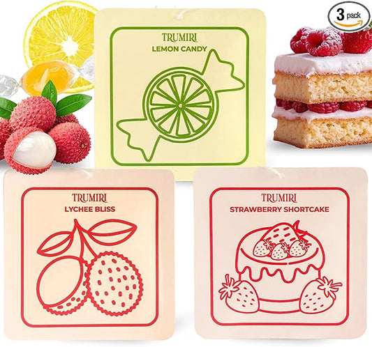 Room Deodorizer Gel Odor Eliminator For Home - Variety Pack Of 3 - Lemon Candy|Strawberry Shortcake|Lychee Bliss - Non Plug In Strong Scent Bathroom Air Freshener Odor Absorber Closet Deodorizer