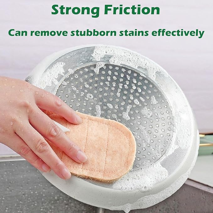 Loofah Scrubber Dishwashing Sponges, Organic Luffa Dish Scrubber, Wash Dishes Without Grease, Kitchen Degreaser Dish Cloth, Water Without Shedding Lint Scouring Pad for Kitchen - 6Pcs 3.15 × 4.7 in