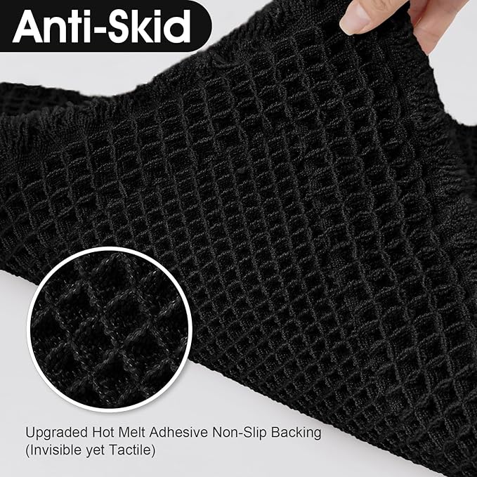Extra Large Waffle Bath Mat, 5'x2' Black-Bordered, Super Absorbent Non-Slip Quick Dry Bathroom Rugs with Tassels, Machine Washable Ultra Soft Boho Bath Rugs for Floor, Toilet Mats Boho Farmhouse Decor