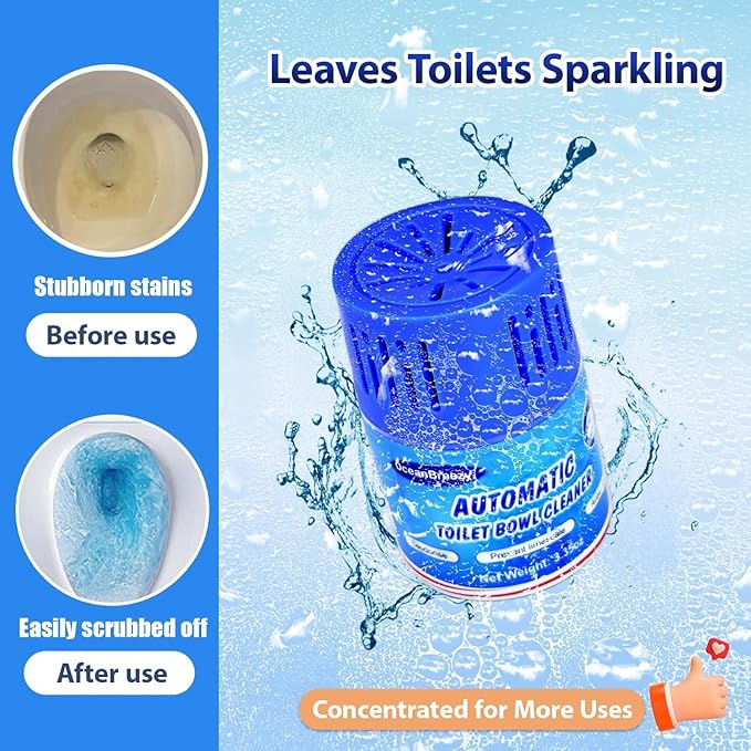 Automatic Toilet Bowl Cleaners Bottles, 3 Pack Long-Lasting Blue Toilet Cleaner Tablets, Septic Safe Toilet Tank Cleaner for Stain Prevention & Odor removal, Up to 3 Months each bottle