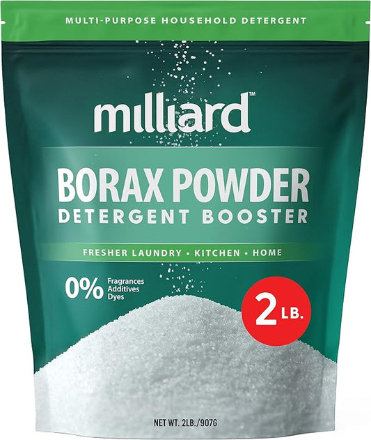 Milliard Borax Powder - Pure Multipurpose Cleaning Agent, Laundry Detergent Booster (2 lb)