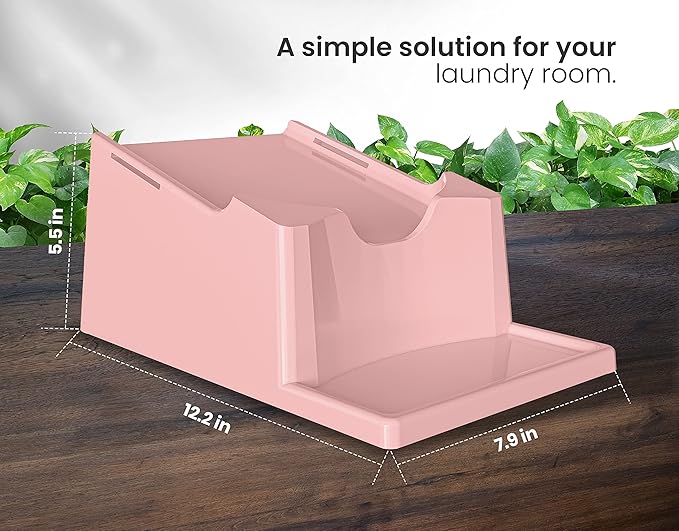 TidyFriend 2 Pack Liquid Laundry Detergent Holder Stand with Drip Tray & Rubber-Grip Feet, Stand for Laundry Room Organization and Storage, Fabric Softener Dispenser with Cup Holder (Rose)