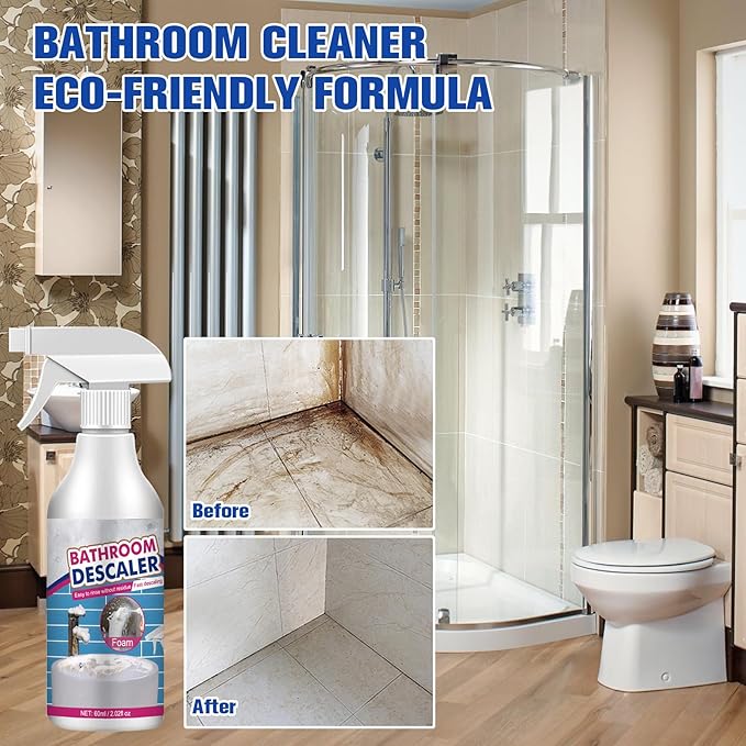 2Pcs Bathroom Descaler Cleaner Spray, Bathroom Foam Cleaner Spray, Multipurpose Bath-room Bubble Stubborn Stains Cleaner Foam Spray for Bath-room Toilet Bath Shower Glass Sink Clean