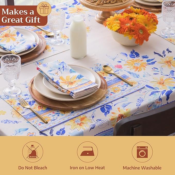 Maison d' Hermine 100% Cotton Cloth Napkins Set of 4 Everyday Reusable Square Napkins Cloth Washable Dinner Party Wedding Restaurant Hotel Kitchen Spring Summer (Girassol, 20" x 20")