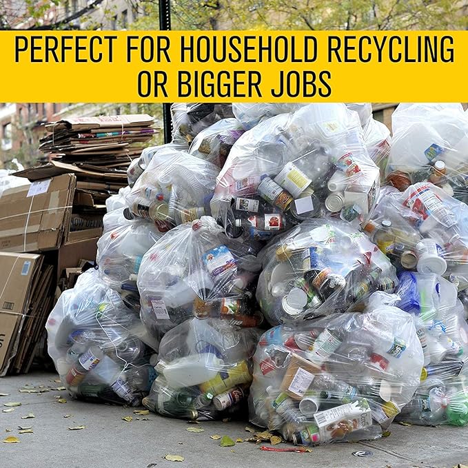 Aluf Plastics 55 Gallon Clear Trash Bags - (Huge 100 Pack) - 38" x 58" - 1.5 MIL (Equivalent) - Heavy Duty Industrial Liners Clear Garbage Bags for Recycling, Contractors, Storage, Outdoor