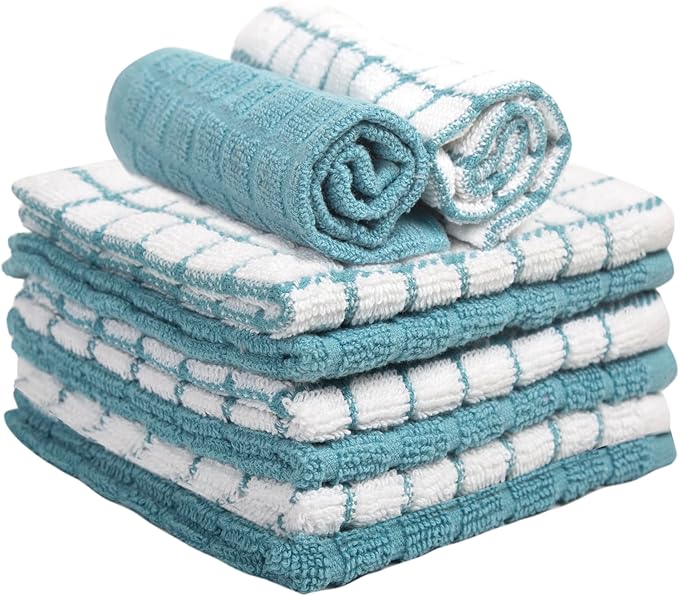 Bumble Dish Cloths (6 Pack) | 12” x 12” | 100% Cotton Kitchen Towels | 405 GSM | Soft, Highly Absorbent & Durable Dish Towels for Kitchen | Aqua