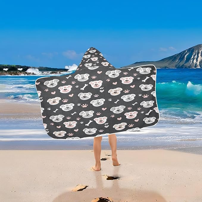 CEBUGI Cute Dog Hooded Bath Towel for Kids Absorbent Soft Bath Towel Wrap with Hood 50x23.5in Pool Beach Shower Towel for Boys Girls