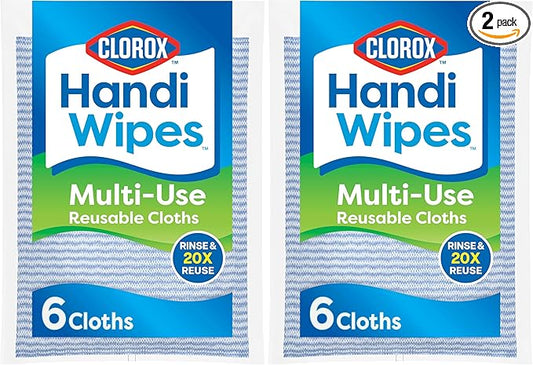 Clorox Handi Wipes Multi Use Reusable Cloths, 6 Count (Pack of 2)