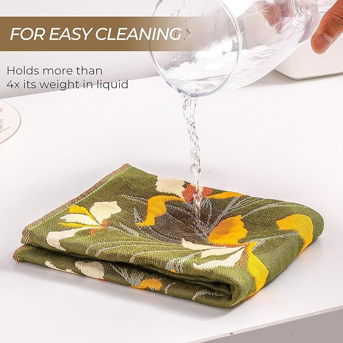 Cotton Kitchen Towels Set of 4 with Hanging Loop,Woven Thick Dish Towels for Kitchen Drying,Soft Hand Towels for Bethroom Room Decor,Absorbent Durable Tea Towels As A Gift 16" x 15"