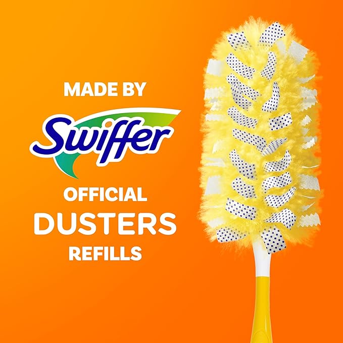 Swiffer Dusters Heavy Duty, Feather Head Multi-Surface Duster Refills for Cleaning, Unstopables, Yellow, 24 Count (4 Packs of 6)