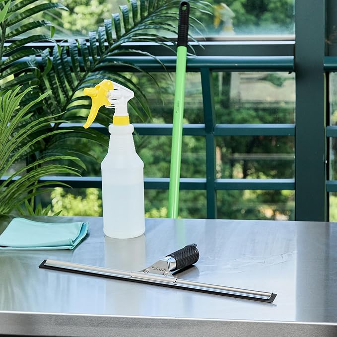 Restaurantware-Clean Tek Professional 17.72 Inch Window Squeegee, 1 Cleaning Squeegee with Rubber Blade - No-Slip Handle, Clean Mirror Or Car Windshield, Stainless Steel Wiper for Glass Door