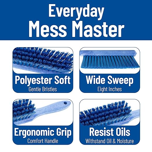 SPARTA 8 Inch Soft Counter Brush with Polyester Bristles and 5 Inch Handle, Color Coded Handheld Broom for Tables Countertops and Foodservice Surfaces, 13 Inch Overall Length, Blue, Pack of 6