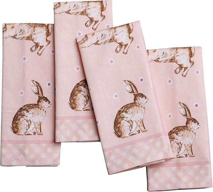 Maison d' Hermine 100% Cotton Cloth Napkins Set of 4 Everyday Reusable Square Napkins Cloth Washable Dinner Party Wedding Restaurant Hotel Kitchen Spring Summer (Easter, 18" x 18")