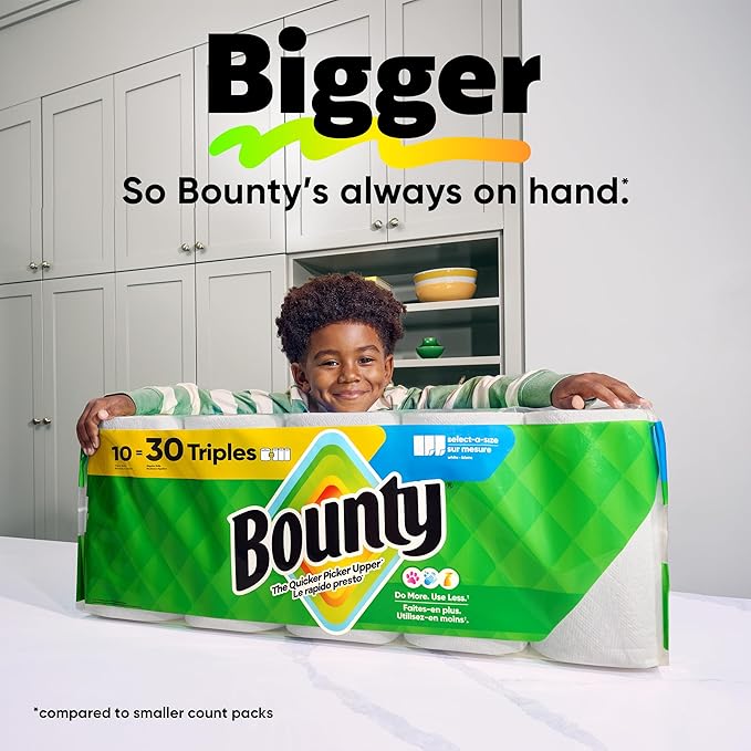 Bounty Select-A-Size Paper Towels, White, 6 Triple Rolls = 18 Regular Rolls (3 Packs of 2)
