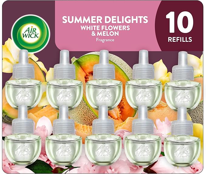 Air Wick Plug in Scented Oil Refill, 10ct, Summer Delights, Scented Oil, Air Freshener, Essential Oils, Eco Friendly