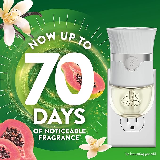 Air Wick Plug In Scented Oil Refill,Vanilla & Pink Papaya, 6 ct