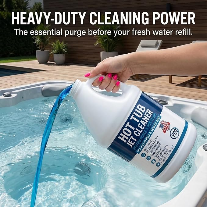Hot Tub Jet Cleaner - 1 Gallon - Spa Line Flush & Spa System Flush - Jet Tub Cleaner for Jets, Lines & Tubes - Pipe & Line Purge Before Drain Refill - Made in USA - BubbyShine