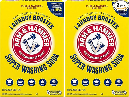 ARM & HAMMER Super Washing Soda Household Cleaner and Laundry Booster, 55 oz (Pack of 2)