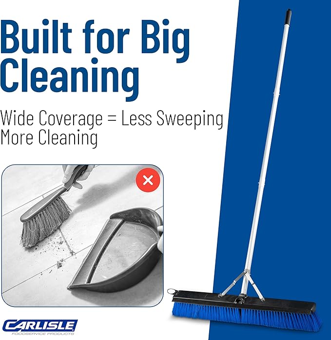 SPARTA Sweep Complete Floor Sweep with Squeegee for Catering, Buffets, Restaurants, Stainless Steel, 24 Inches, Blue
