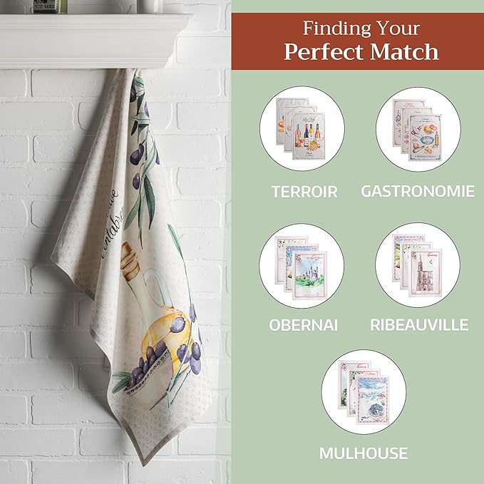 Maison d' Hermine Kitchen Towels Set of 3 100% Cotton 27.50" x 20" Reusable Cloth Tea Dish Towels Absorbent with Hanging Loop for Kitchen Farmhouse Hotel Spring Summer - Fanny